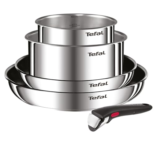 Tefal Ingenio L897S504 Set mit 2 Bratpfannen, 2 Stielkasserollen und abnehmbarem Griff, Induktion, Edelstahl, stapelbar, Antihaftbeschichtung, spülmaschinenfest, 5 Jahre Garantie, Emotion L897S504 von Tefal