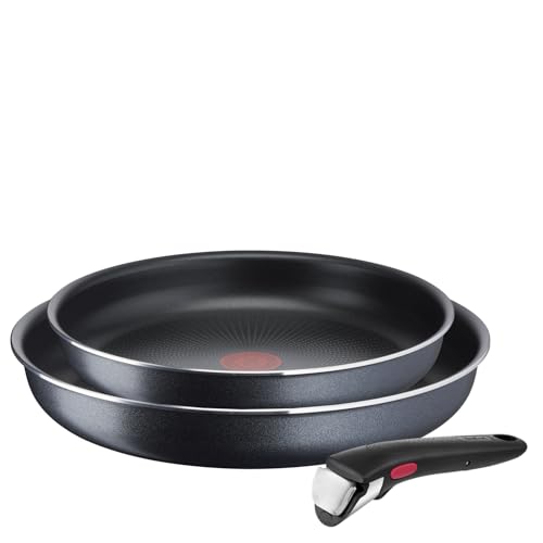 Tefal Ingenio XL Force 3-teiliges Pfannenset abnehmbarer Griff, 22/26 cm, stapelbar, platzsparend, Pfannen mit Titanium 2X Antihaftversiegelung, einfache Handhabung und Reinigung, L15892 von Tefal