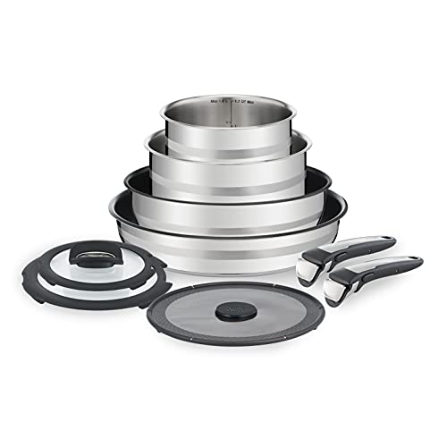 Tefal Ingenio by Jamie Oliver 9-Teiliges Set | L95691 | Edelstahl | Titanium Excellence Antihaftversiegelung | Thermo-Spot | abnehmbarer Griff | vielseitig | backofenfest | induktionsgeeignet von Jamie Oliver by Tefal