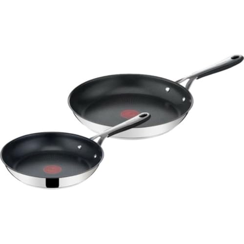 Tefal Jamie Oliver Kitchen Essentials Pfannenset, Bratpfannen, Induktion, Edelstah, Silikongriff (24/28 cm) von Tefal