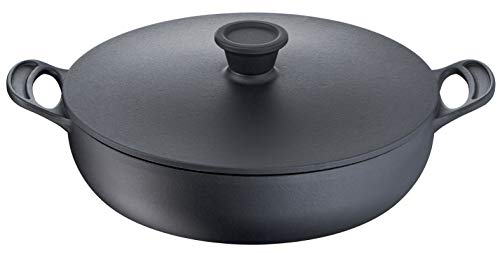 Tefal Jamie Oliver Premium Schmorpfanne aus Stahlguss, 2 Griffe, 30 cm + Deckel, sicheres Kochen, emaillierte Beschichtung, gleichmäßige Verteilung der Kondensation, ofengeeignet, Induktion E2139955 von Tefal