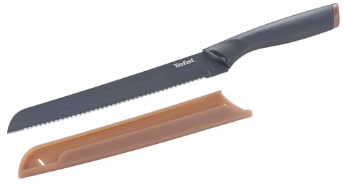 Tefal K12218 Fresh Kitchen Brotmesser 20 cm | Klinge aus Edelstahl mit titanverstärkter Antihaftbeschichtung | ergonomischer Griff | inkl. farbiger Schutzhülle | spülmaschinenfest | Schwarz/Braun Tefal K12218 Fresh Kitchen Brotmesser 20 cm | Klinge aus Edelstahl mit titanverstärkter Antihaftbeschichtung | ergonomischer Griff | inkl. farbiger Schutzhülle | spülmaschinenfest | Schwarz/Braun von Tefal