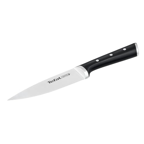 Tefal K23203 Ice Force Kochmesser 15 cm | Fleisch- oder Gemüsemesser | deutscher Edelstahl | ergonomischer Griff | spülmaschinenfest | Edelstahl/Schwarz von Tefal