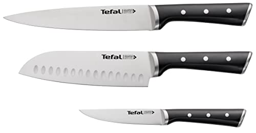 Tefal K232S3 Ice Force 3er Set | Fleisch-, Santoku- und Universalmesser | 20 x 18 x 11 cm | Schwarz von Tefal