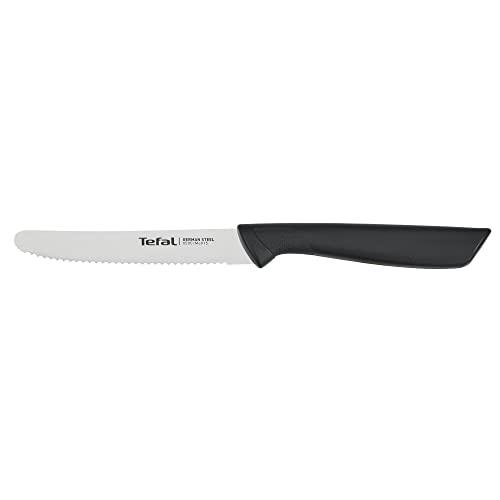 Tefal K27313 Colorfood Universalmesser 10 cm | gezahnt | deutscher Edelstahl | vielseitig | korrosionsbeständig | ergonomisch | sicher | Schwarz von Tefal