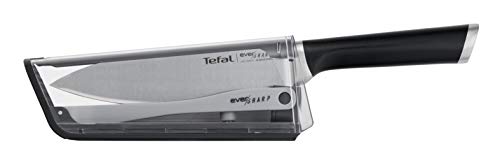 Tefal K25690 Ever Sharp Chef-Messer + Messerschärfer | 16,5 cm Kochmesser | ixklusive Schleiftechnologie | langlebiger, deutscher Edelstahl | Verschlusssystem | Komfortgriff | Schwarz/Silber von Tefal