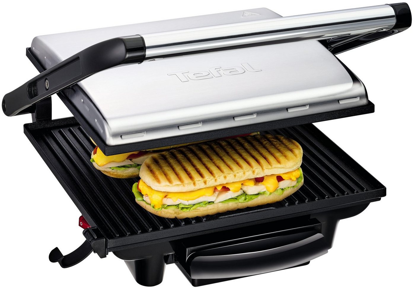 Tefal Kontaktgrill GC241D Inicio, 2000 W, fettarmes Grillen, gerillte Grillplatten antihaftbeschichtet, wenig Öl von Tefal