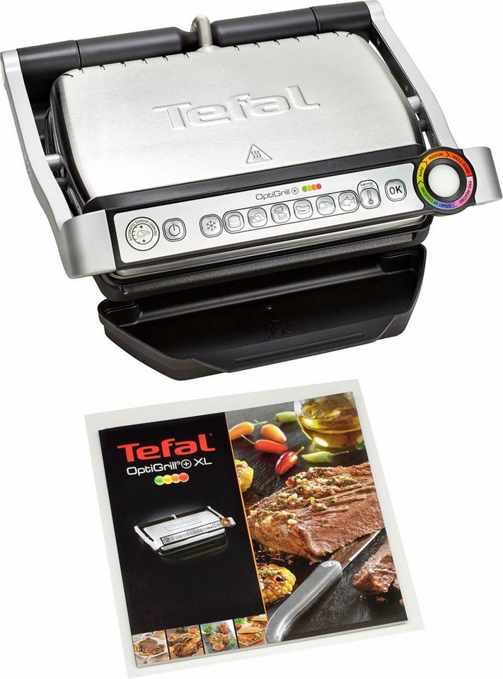 Tefal Kontaktgrill GC712D OptiGrill+, 2000 W, 6 Grillprogramme, passt Temperatur + Grillzyklus ans Grillgut an von Tefal