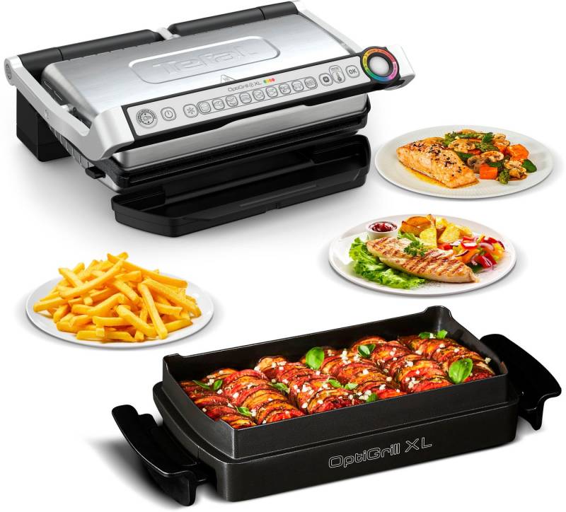 Tefal Kontaktgrill GC724D OptiGrill+ XL, 2000 W, Backschale, 9 voreingestellte Programme, 4 Temperaturlevel von Tefal