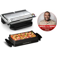 Tefal Kontaktgrill "OptiGrill+ XL inkl. Backschale, manueller Modus mit 4 Temperaturen", 2000 W, 9 automatische Kochprogramme, spülmaschinengeeignete Platten, GC724D von Tefal