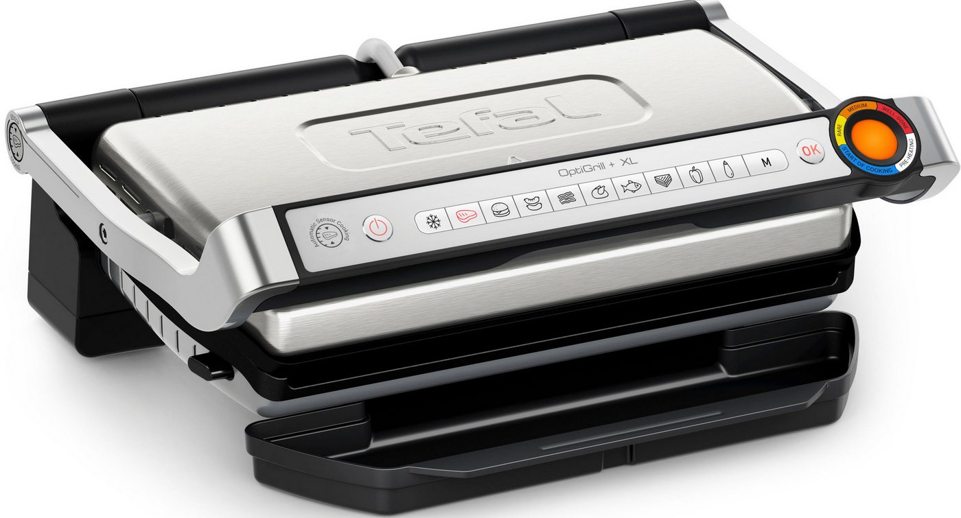 Tefal Kontaktgrill GC727D OptiGrill+ XL, 2000 W, erneuerte Kochstufenanzeige, manuelles + 9 Automatikprogramme von Tefal