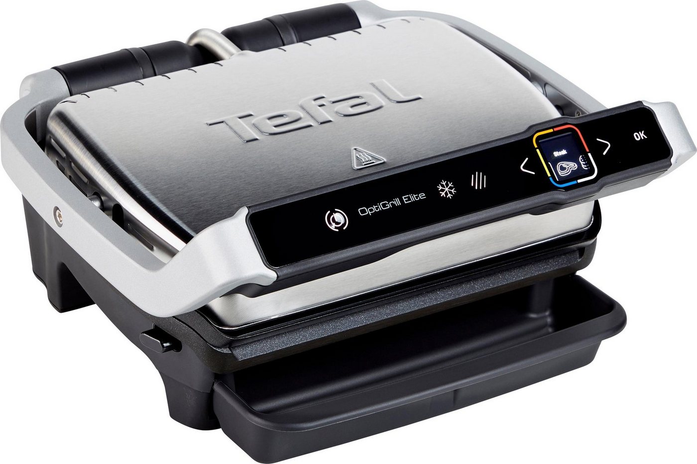 Tefal Kontaktgrill GC750D OptiGrill Elite, 2000 W, 12 Programme, intuitiver Sensor, Grillboost-Funktion, Rezeptbuch App von Tefal