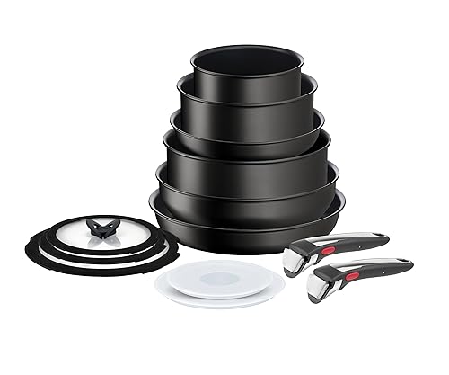 Tefal L3959443 Ingenio Unlimited On Töpfe- und Pfannen-Set, stapelbar, abnehmbarer Griff, platzsparend, antihaftbeschichtet, Induktion, 13-teilig, schwarz von Tefal