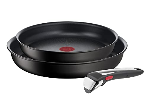 Tefal L39598 Ingenio Unlimited On 3-teiliges Pfannenset | stapelbar | Antihaftversiegelung | induktionsgeeignet | Thermo-Signal Temperaturanzeiger | Schwarz, Groß von Tefal