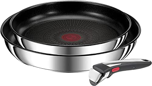 Tefal L97493 Ingenio Preference On 3-teiliges Pfannenset | stapelbar | Antihaftversiegelung | induktionsgeeignet | Thermo-Signal Temperaturanzeiger | Edelstahl von Tefal