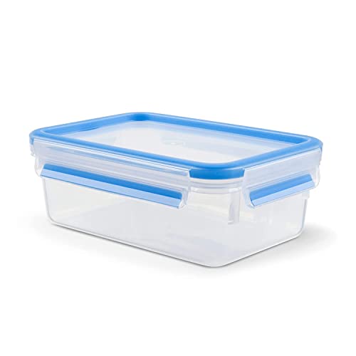 Tefal Master Frischhaltedose für Lebensmittel, rechteckig, transparent/blau, Plastik, transparent/blau, 1 Liter von Tefal