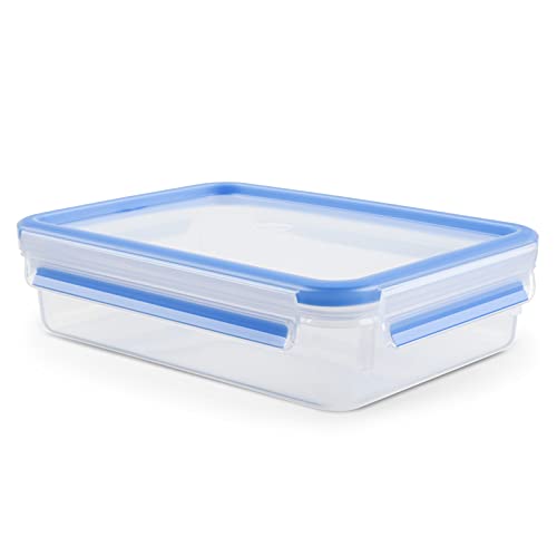 Tefal Master Frischhaltedose für Lebensmittel, rechteckig, transparent/blau, Plastik, transparent/blau, 1.2 Litre von Tefal