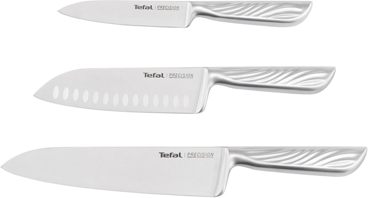 Tefal Messer-Set Precision (Set, 3-tlg), hohe Schnittpräzision, langlebig, ergonomischer Griff, Wellenmuster von Tefal