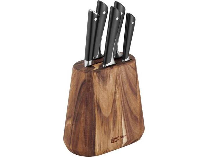Tefal Messerblock K267S7 Jamie Oliver (7tlg), hohe Leistung, unverwechselbares Design, widerstandsfähig/langlebig, braun schwarz von Tefal