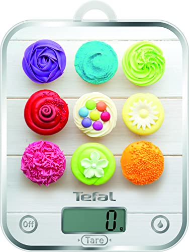 Tefal Optiss Decor Küchenwaage, Kapazität 5 kg, Gramm, Flüssigkeitsfunktion, Tara-Funktion, große Platte, Batterien enthalten BC5122V1 von Tefal