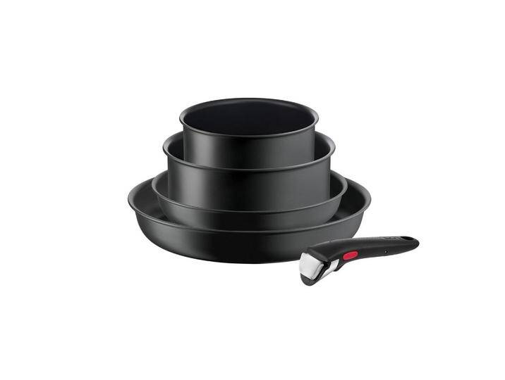 Tefal PFANNENSET Ingenio Ultimate, Dunkelgrau, Metall, 5-teilig, nicht angegeben L, rund, Made in Europe, abnehmbarer Griff, backofengeeignet, von Tefal