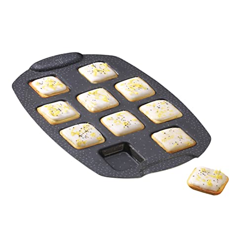 Tefal PerfectBake Mini J5734502 Kuchenform, 10 Mini-Quadrate, Antihaftbeschichtung, recyceltes und recycelbares Aluminium, gut goldfarben, hergestellt in Frankreich, PerfectBake Mini J5734502 von Tefal