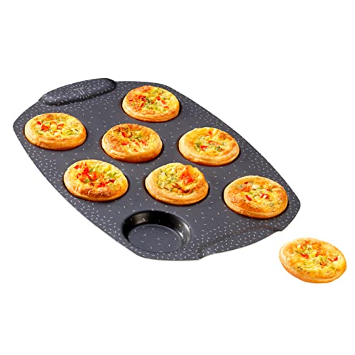 Tefal PerfectBake Mini J5734902 Kuchenform für 8 Mini-Quiches, Antihaftbeschichtung, recyceltes und recycelbares Aluminium, goldfarbenes Gebäck, PerfectBake Mini J5734902 von Tefal