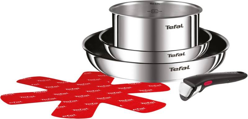 Tefal Pfannen-Set Ingenio Emotion, Edelstahl (Set, 5-tlg), abnehmbarer Griff, Antihaftversiegelung, Thermo-Signal, Induktion von Tefal