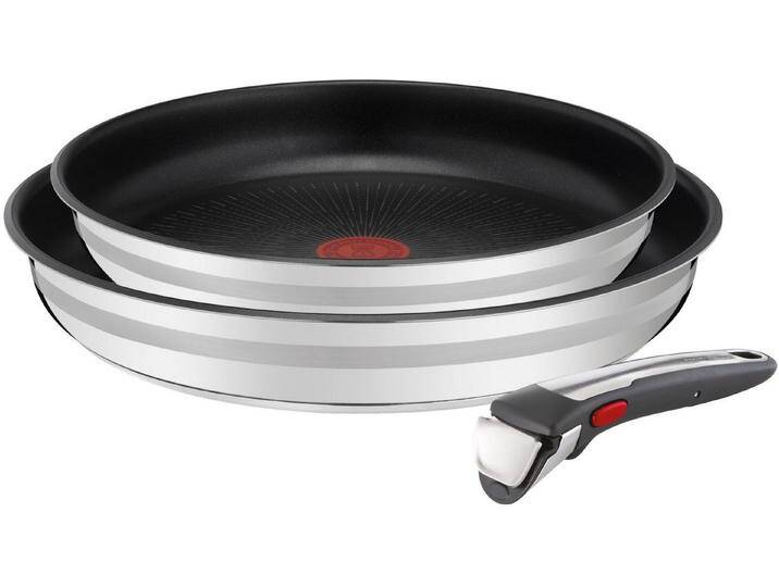 Tefal Pfannen-Set Jamie Oliver Ingenio G6, Edelstahl (Set, 3-tlg., je 1 Bratpfanne 24 und 28 cm, 1 Griff), backofengeeignet bis 250Â°C ohne Griff,Schüttrand von Tefal