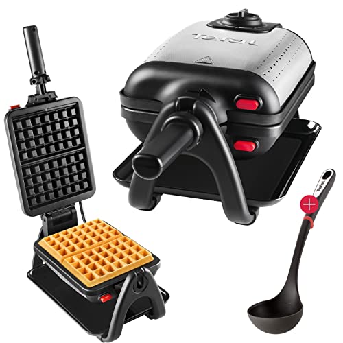 Tefal Profi King Size Waffeleisen 1200 Watt, Drehbares Doppelwaffeleisen für 2 belgische dicke Waffeln, Antihaftbeschichtete Platten, Dreh-Funktion, Temperaturregler, Spülmaschinengeeignete Platten von Tefal