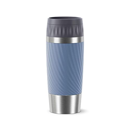 Tefal Travel Mug Easy Twist, 100% auslaufsicherer Thermobecher, 360° Trinken, Quick Press Verschluss, leicht zu öffnender Komfortschraube, rutschfester Boden, spülmaschinenfest, BPA-frei, Edelstahl, von Tefal
