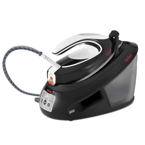 TEFAL SV8055 EXPRESS ANTI-CALC | abnehmbarer Kalk-Kollektor | 450 g/Min. Dampfstoß | leistungsstarker 6,5-Bar-Druck | Smart Temp-Technologie | Eco-Modus | 1,8 L Wassertank | Schwarz/weiß von Tefal