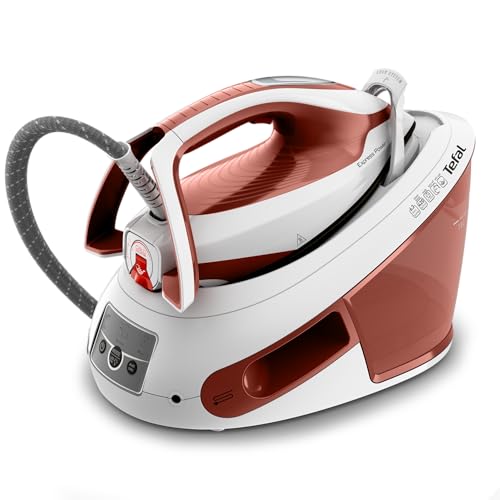 Tefal SV8110 Express Power Dampfbügelstation, abnehmbarer Kalk-Kollektor, Smart Temp-Technologie, 420 g/Min. Dampfstoß, leistungsstarker 6,3-Bar-Druck, Eco-Modus, 1,8 L Wassertank, Terrakotta von Tefal