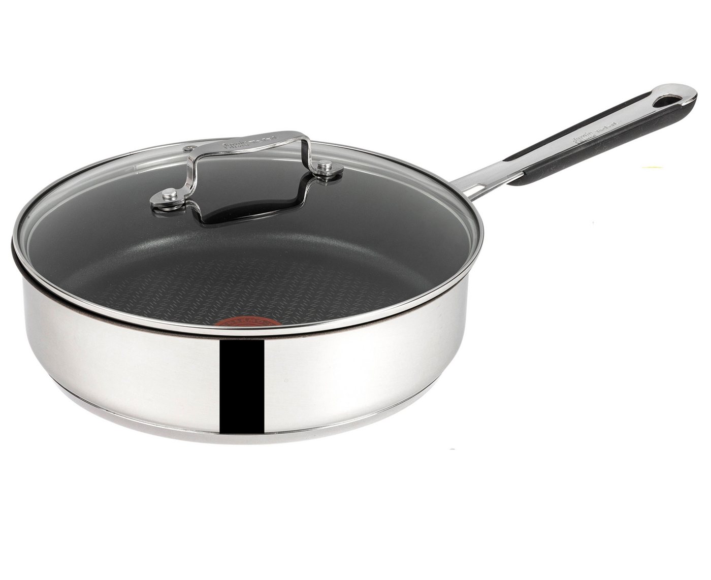 Tefal Schmorpfanne Jamie Oliver J90 Schmorpfanne mit Deckel 25cm ale Herdarten+ Induktion, Edelstahl 18/10 (Pfanne, Bratpfannen Set, Pfannenset, Wok, Wokpfanne, Schmorpfanne, Pfannen), Ohne Fett / Öl braten, Hitzebeständig, Hoher Rand, Thermo-Spot von Tefal