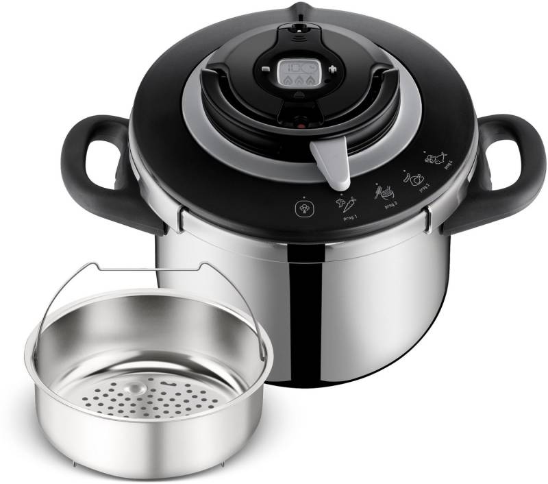 Tefal Schnellkochtopf Clipso+ CHEF, 6 Liter Dampfkochtopf, Edelstahl, 4 Kochprogramme, 6 Sicherheitsstufen, abnehmbarer Timer von Tefal