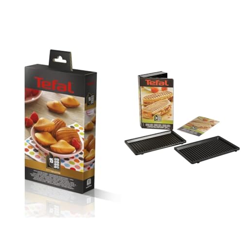 Tefal Snack Collection Teller mit Antihaftbeschichtung Mini Madeleine, Teller Schwarz & XA8003 Snack Collection Platte Grill/Panini, Nummer 3, Maße der Platten: 226 x 132 mm von Tefal