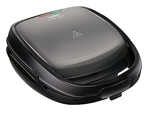 Tefal SW341B Snack Time 2in1 Kombi-Gerät Waffeleisen und Sandwichtoaster | 2 herausnehmbare | Antihaftbeschichtete Plattensets | Spülmaschinengeeignet | Wärmeisolierter Griff | ‎700 W | Grau / Schwarz von Tefal