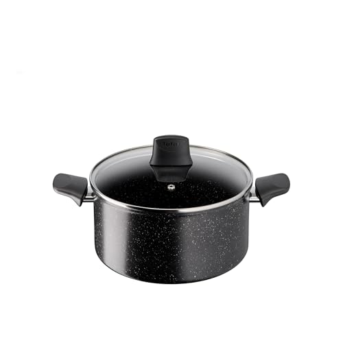 Tefal Steinfester Aluminium-Kochtopf, antihaftbeschichtet, 24 cm, verstärkt mit Titanpartikeln, induktionsgeeignet von Tefal