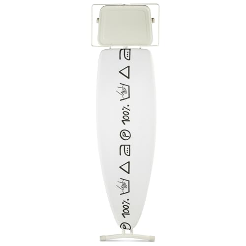 Tefal Bügelbrett für Dampfbügelstationen und Dampfbügeleisen, gepolsterte Bügelfläche, für Links- und Rechtshänder, stabile Ablage, Bügeltisch, höhenverstellbar bis 93 cm, weiß, TI1200 von Tefal