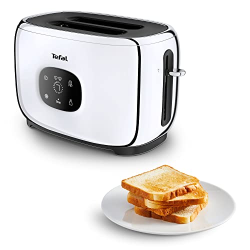 Tefal TT883D Majestuo Doppelschlitz-Toaster | Touchscreen-Display | 2 personalisierbare Shortcuts | 1050 Watt | Anhebevorrichtung | Auftau- und Aufwärmfunktion | Stopp-Taste | Edelstahl/Schwarz von Tefal