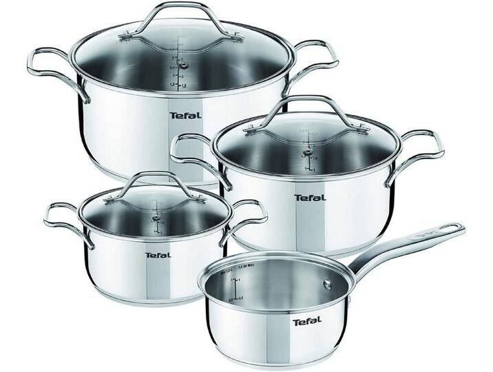 Tefal Topf-Set A702A8 Intuition Edelstahl Kochtopf-Set 7-Teilig Induktionsgeeignet Geeignet für alle Herdarten, Edelstahl (7-tlg) von Tefal