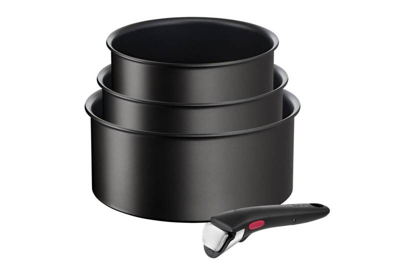 Tefal Topf-Set Ingenio Unlimited, Kasserollen Set abnehmbarer Griff, Induktion, Aluminium (Set, 4-tlg., 3x Kasserollen 16/18/20 cm, 1x abnehmbarer Griff), stapelbar, platzsparend, Topfset mit Antihaftversiegelung, L76391 von Tefal