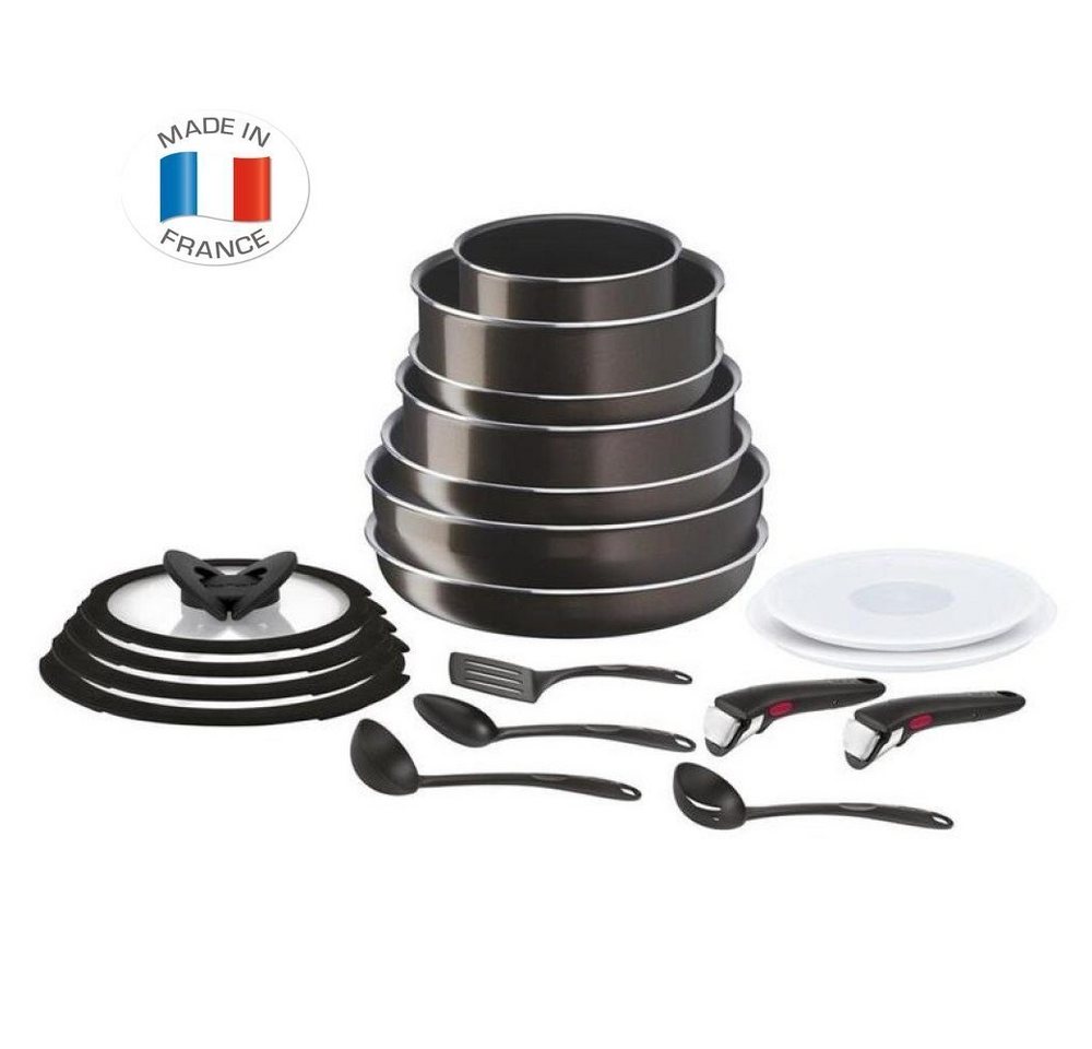 Tefal Topf-Set Ingenio XL Intense Kochgeschirr 19 tlg Topfset & Pfannenset Wok Pfanne, Edelstahl 18/10 (Töpfe und Pfannen Set, 19-tlg., mit Deckel abnehmbarer Griff, Edelstahl), Töpfe, Pfannenset, Topfset, Ohne Fett/Öl braten von Tefal