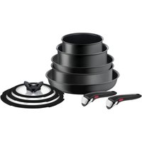 Tefal Topf-Set "L76491 Ingenio Ultimate, Topfset Induktion, Antihaftversiegelung" Aluminium Set, Stielkasserolle 16/20 cm, Schmorkasserolle 24 cm, Bratpfanne 24/28 cm, 10 Stk. tlg. für alle Herdarten geeignet, Thermo-Signal bei idealer Brattemperatur von Tefal