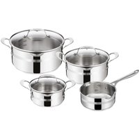 Tefal Topf-Set "E311S7 Jamie Oliver Cook Smart", Edelstahl, (Set, 7 tlg., 1x Stielkasserolle 16 cm, je 1x Kochtopf 16/20/24 cm), Edelstahl-Topfset by Jamie Oliver, alle Herdarten, Induktion von Tefal