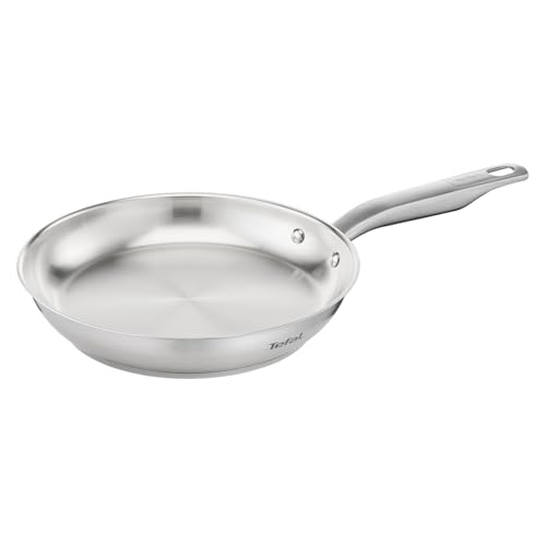 Tefal Virtuoso Bratpfanne 24 cm, Edelstahlpfanne unbeschichtet, Pfanne Induktion, langglebig, einfache Reinigung, genieteter Griff, für alle Herdarten geeignet, perfektes Anbraten, E49204 von Tefal