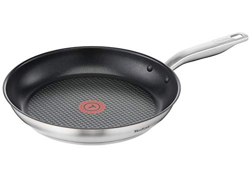 Tefal Virtuoso Bratpfanne E49106 | 28 cm | beschichtet | 10 Jahre Garantie | hochwertiger Premium-Edelstahl| Antihaft-Titanbeschichtung | Temperaturanzeiger Thermo Signal | induktionsgeeignet | Braten von Tefal