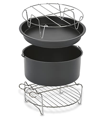 Tefal XA1120 Easy Fry XL-Zubehör-Set | Einsatz Garkorb | 4 Zubehörteile | Heißluftfritteuse | gesundes Kochen | Antihaftbeschichtung, Edelstahlfarben, Grau von Tefal