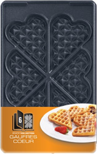 Tefal Platte Herzwaffeln Backform Nummer 6, passend für Tefal Snack Collection SW85XX, inklusive Rezeptbuch, praktische Aufbewahrungs-Box, spülmaschinengeeignet, schwarz, XA8006 von Tefal