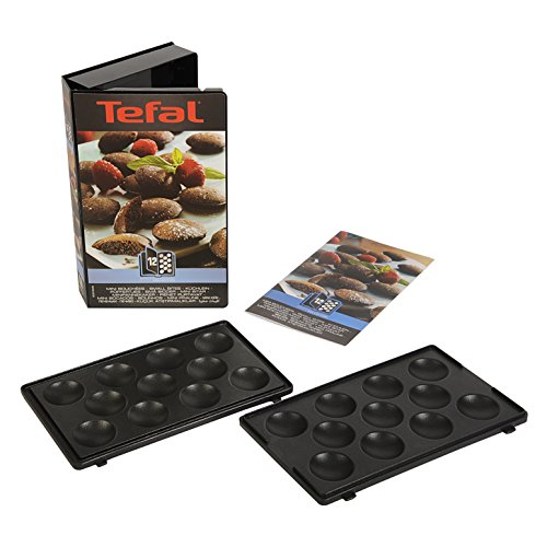 Tefal XA8012 Snack Collection Platte Küchlein/Pofferties Nummer 12 | passend für Tefal SW85XX Snack Collection | Inklusive Rezeptbuch | Schwarz von Tefal